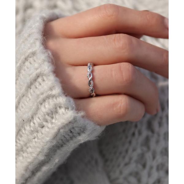 指輪 リング 華奢なねじりCZダイヤリング レディース