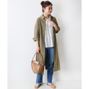 ステンカラーコート コットンリネンオックスワークコート