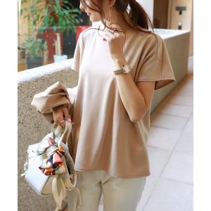 シャツ ブラウス きれいめポンチ背中タック半袖トップス Tシャツ