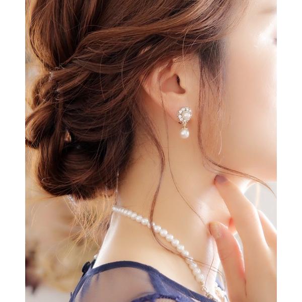 イヤリング 「Cupid Heart」結婚式アクセ サリー ダリア パールイヤリング レディース