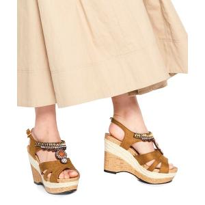 サンダル Mafmof(マフモフ) ビジュー付ストラップのウェッジソールサンダル