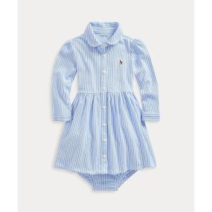 ワンピース ストライプド メッシュ オックスフォード ドレス キッズ 子供服 女の子