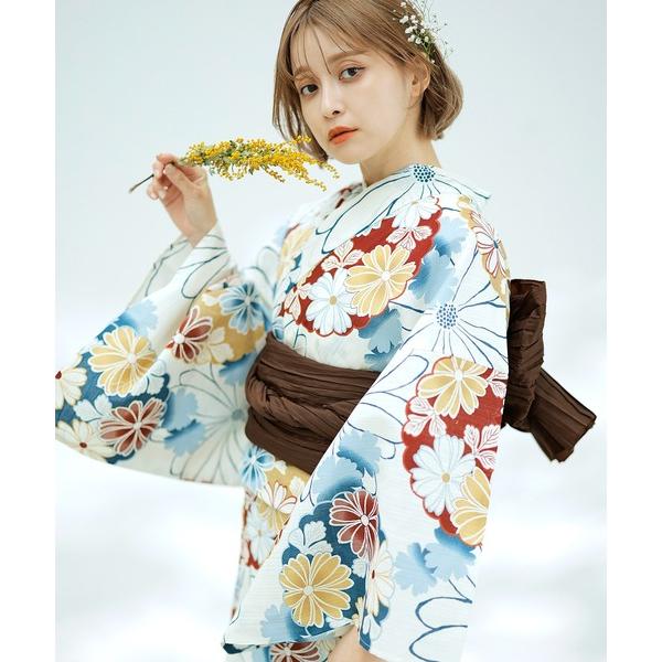 浴衣 1人で着られる浴衣5点セット 和歌山染工日本染め（ゆかた・兵児帯・下駄・着付け本・腰ひも）「K...