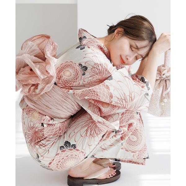 浴衣 1人で着られる浴衣5点セット 和歌山染工日本染め（ゆかた・しわへこ帯・下駄・着付け本・腰ひも）...