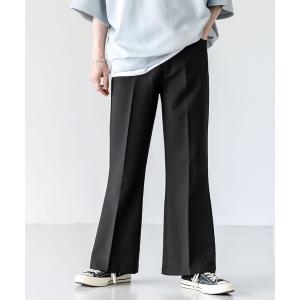 パンツ スラックス TRストレッチ デニム センタープレスシューカットフレアスラックス