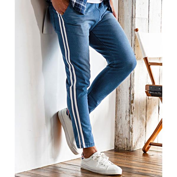 パンツ 「CavariA/キャバリア」インディゴ染めライン入りカットパンツ メンズ レディース