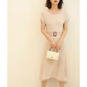 ワンピース ボーダー柄コクーンサマーニットワンピース