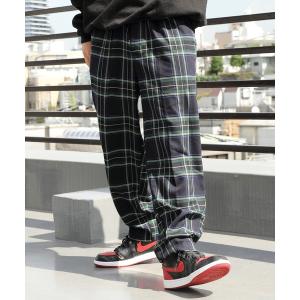 パンツ チノパン チェックワイドテーパードパンツ