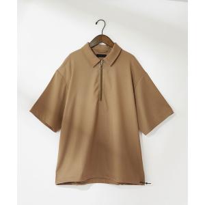シャツ ブラウス TRビッグシルエットハーフジッププルオーバー半袖シャツ