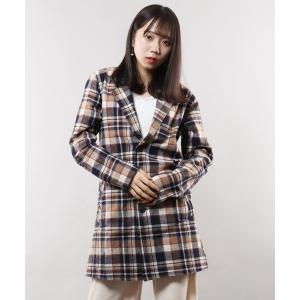 コート チェスターコート チェック柄 ロングチェスターコート