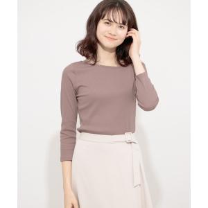 tシャツ アシメネックリブトップ(7分袖) レディース