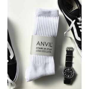 靴下 メンズ 「ANVIL」3パック クルーソックス/3P Crew Socks/ANS050｜ZOZOTOWN Yahoo!店