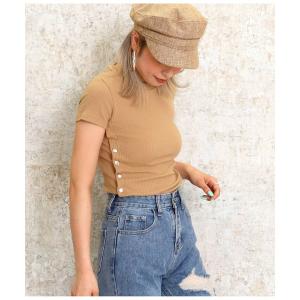 tシャツ Tシャツ サイドオープンリブトップス