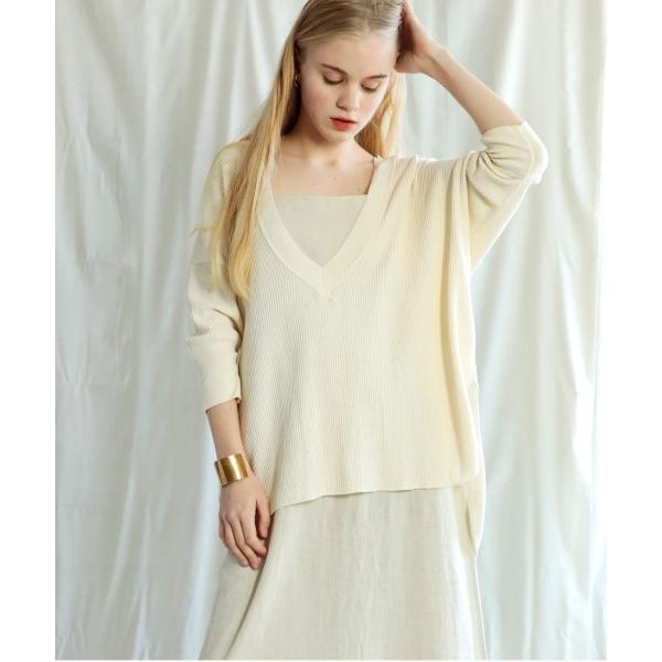 tシャツ M1397 ヴィンテージワッフルＶネックプルオーバー レディース