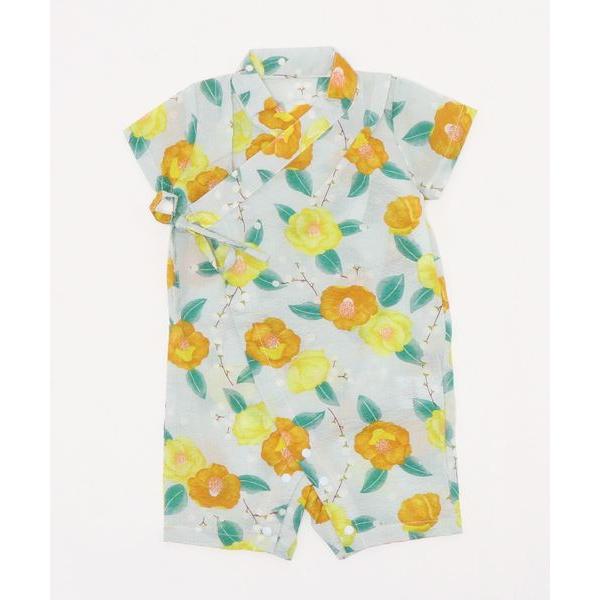 浴衣 つばき柄甚平 キッズ 子供 女の子