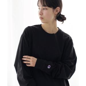 tシャツ Champion ( チャンピオン ) 袖ワンポイント 刺繍ロゴワッペン ルーズベーシックロンT / ロングスリーブ Tシャツ