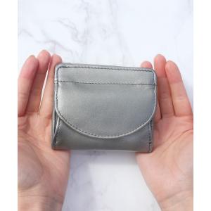 二つ折り財布 財布 本革ラウンドフラップのぷっくり大容量ミニウォレット レディース