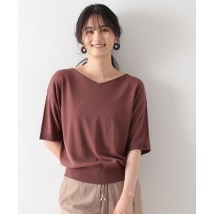 ニット 洗えるサラサラＶネックプルオーバー5分袖/875555