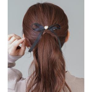ヘアクリップ サテンヘアクリップパールリボン