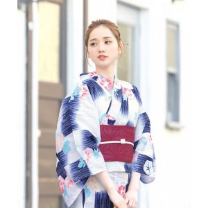 utatane 浴衣 浴衣3点セット 綿麻 紺色の麻の葉と鞠 レディース