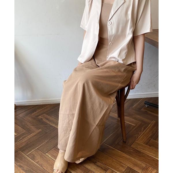 スカート 淡色 フレアロングスカート