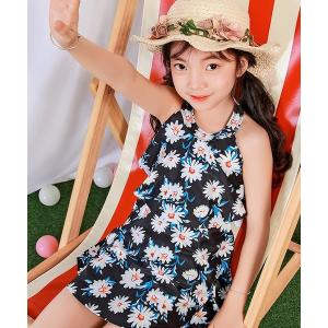 水着 キッズ水着 ハイネックおめかしフリルオールインワンワンピーススイムウェア キッズ 子供 女の子