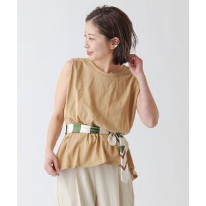 tシャツ Tシャツ コットンスラブ肩ノースリーブトップス