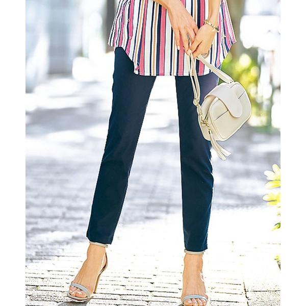 パンツ ストレッチ麻入りアンクルパンツ股下６６cm レディース