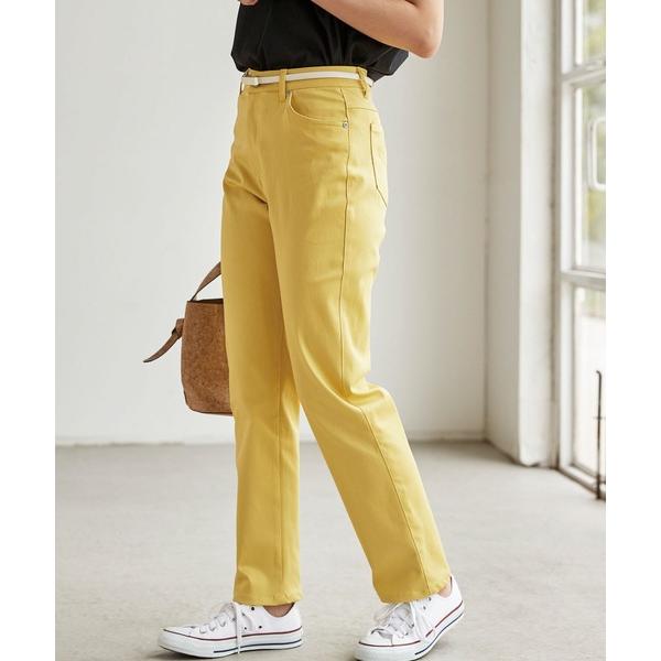 パンツ ヒンヤリ速乾綿サテンストレッチカラーパンツ股下７４cm レディース