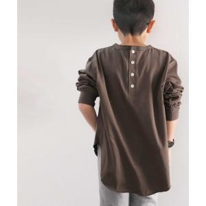 tシャツ Tシャツ キッズ ロング丈後ろヘンリーネックTシャツカットソー