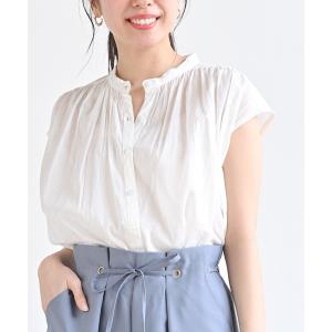 シャツ ブラウス コットンボイルフレンチスリーブブラウス