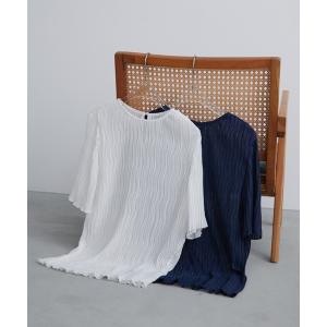 ブラウス シャツ 「ロングセラー！」シフォン楊柳ハーフスリーブブラウス「新色追加！オフィススタイルにもおすすめ」 レディース