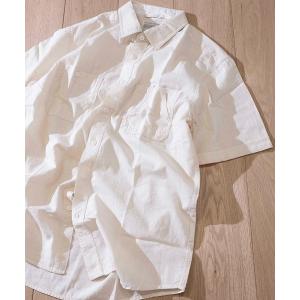 シャツ ブラウス 【a】スラブ ダンガリー 半袖レギュラーカラーワークシャツ