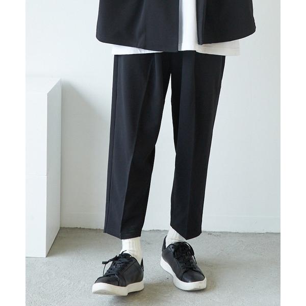 スラックス 梨地 アンクルワイドテーパードパンツ メンズ レディース