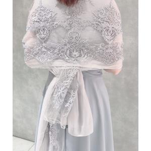 ストール レディース 「Cupid Heart」結婚式ショール 刺繍入りシフォンオーガンジー　ビックショール