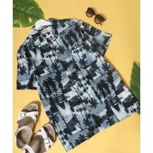 シャツ 花柄ボタニカル総柄 コットンアロハシャツ メンズ レディース/半袖オープンカラーシャツ メンズ レディース