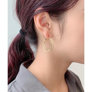 ピアス 梨地2連フープピアス