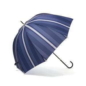傘 ストライプ長傘 58cm ブルー