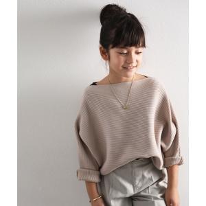 ニット キッズ ドルマンスリーブボートネックリブニット
