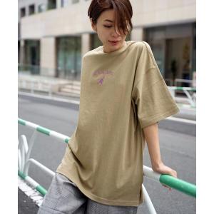 tシャツ Tシャツ サイドスリットTシャツ ビッグシルエット ワンポイント刺繍