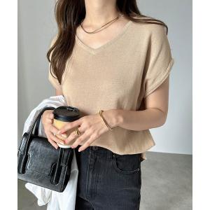 ニット UV抗菌防臭Vネックコットンニットトップス