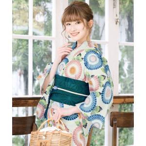 utatane 浴衣 浴衣3点セット 綿麻 京美人花とモダン麻の葉柄