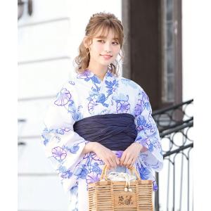 utatane 浴衣 浴衣3点セット 綿麻 紺色の麻の葉と鞠 レディース