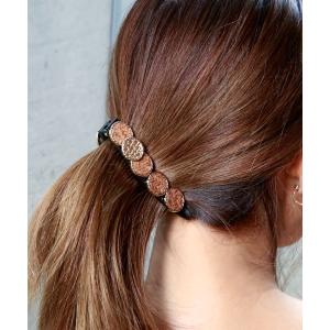 ヘアクリップ ラタンボタンのバナナクリップ