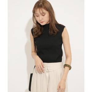 ニット ノースリーブハイネックリブセーター