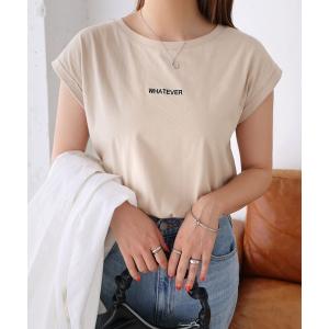 tシャツ Tシャツ WHATEVERロゴ刺繍フレンチスリーブTシャツ