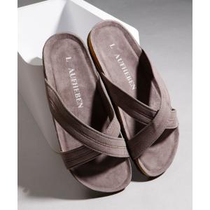 サンダル レインボーステッチフェイクブバックサンダル スクエアサンダル