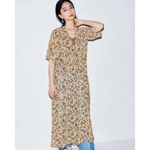 ワンピース 半袖 「高瀬真奈さんコラボ」ＭＥＤＥ１９Ｆ　「「ミュルーズ染織美術館」アーカイブコレクション」ヴィンテージパターンプリントワンピース
