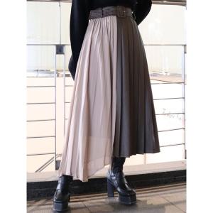 スカート シンセティックレザープリーツスカート
