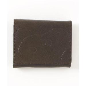 財布 PEANUTS /スヌーピーフェイス二つ折れ財布/本革レザー